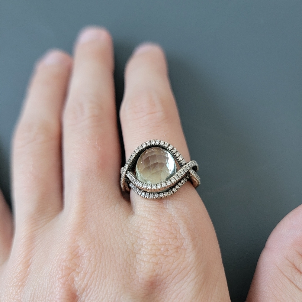 Unique Dome Green Gem Eye Ring - image 2